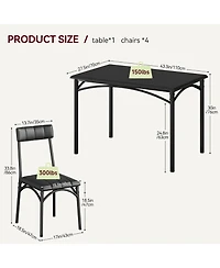 gaomon Kitchen Table and Chairs for 4 Rectangular Dining Set with Upholstered Chairs Perfect for Small Spaces