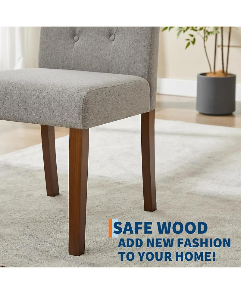 gaomon Upholstered Dining Chairs Set of 6 Modern Fabric Kitchen Side Chairs with Sturdy Wood Legs Parsons Design Comfortable Soft Linen