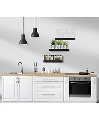 Sorbus Rustic Wood Hanging Rectangle Wall and Floating Shelf Set, Pack of 3