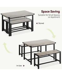 gaomon Dining Table Set for 4, Kitchen Room with 2 Benches, 3-Piece Wood Dinette Sets Chairs