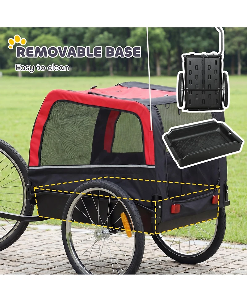 PawHut Dog Bike Trailer, Pet Cart Bicycle Carrier with 20" Air Tires
