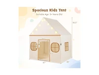 Slickblue Large Kids Playhouse Tent with Door Curtain, Windows, Star Lights