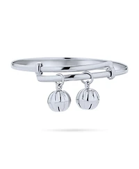 Bling Jewelry Jingle Bells Abc Numbers Butterfly Bangle Bracelet Small Wrist 6.5 Inch .925 Sterling Silver Adjustable Bells Are Silver Plated