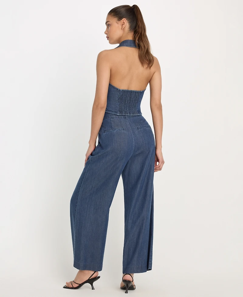 Good American Women's Denim High-Rise Cropped Wide-Leg Trousers