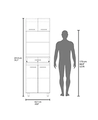 Fm Furniture Tall Kitchen Storage Cabinet with Doors, Drawer and Open Microwave Shelf