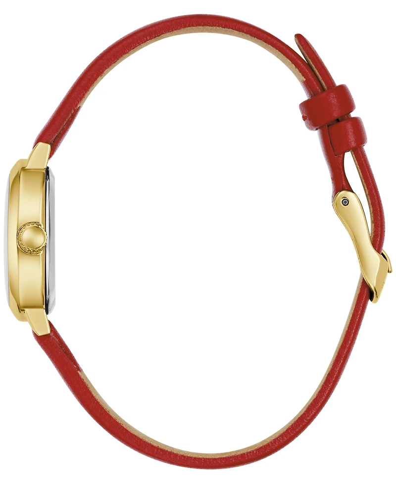 Caravelle Women's Classic Red Leather Strap Watch, 18.5mm