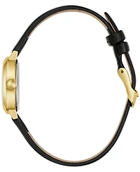 Caravelle Women's Classic Black Leather Strap Watch, 18.5mm