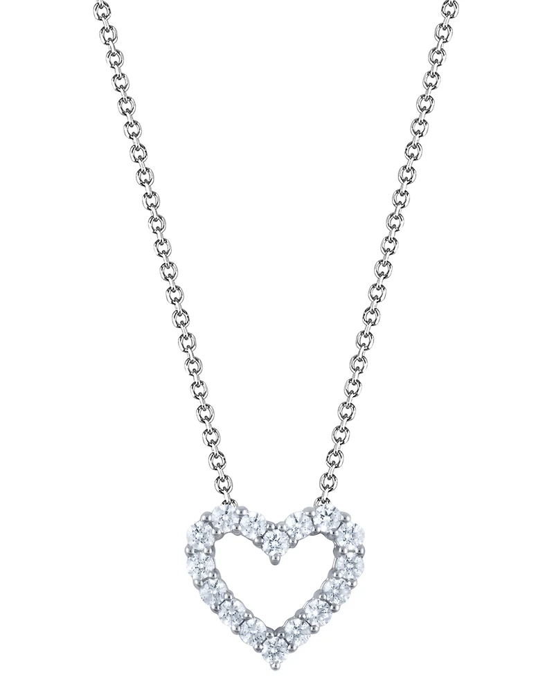 Macy's Diamond Heart Pendant Necklace (2 ct. t.w.) in 14k White Gold