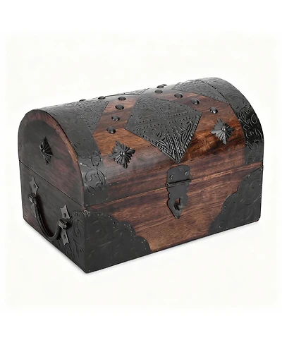 Yigii Handcrafted Rustic Pirate Treasure Box for Trinkets
