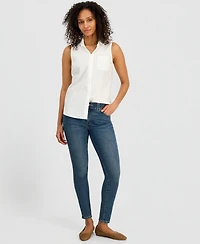 Nautica Women's Cotton Sleeveless Button-Front Top