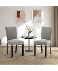 gaomon Upholstered Dining Chairs Set of 2, Fabric Parsons Dining Room Chair with Nailhead Trim & Sturdy Wood Legs, Modern Fabric Kitchen Chairs