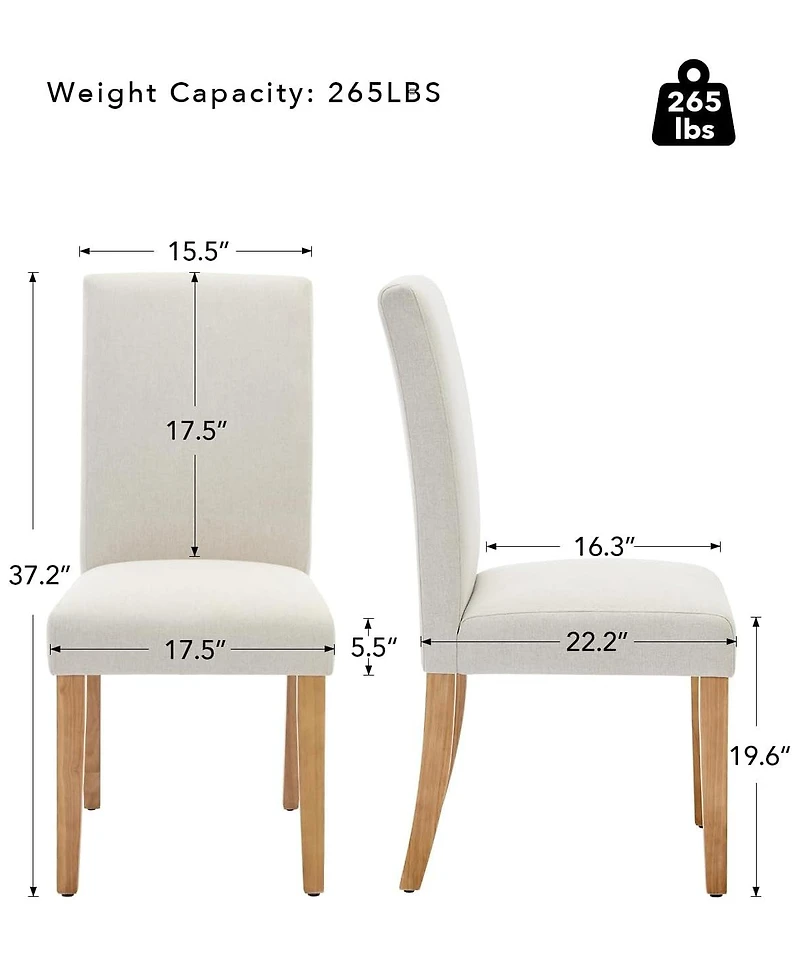 gaomon Dining Chairs Set of 4, Modern Fabric Upholstered Ergonomic Chairs with Curved Backrest, Heavy-Duty Wood Legs for Dining Room Kitchen
