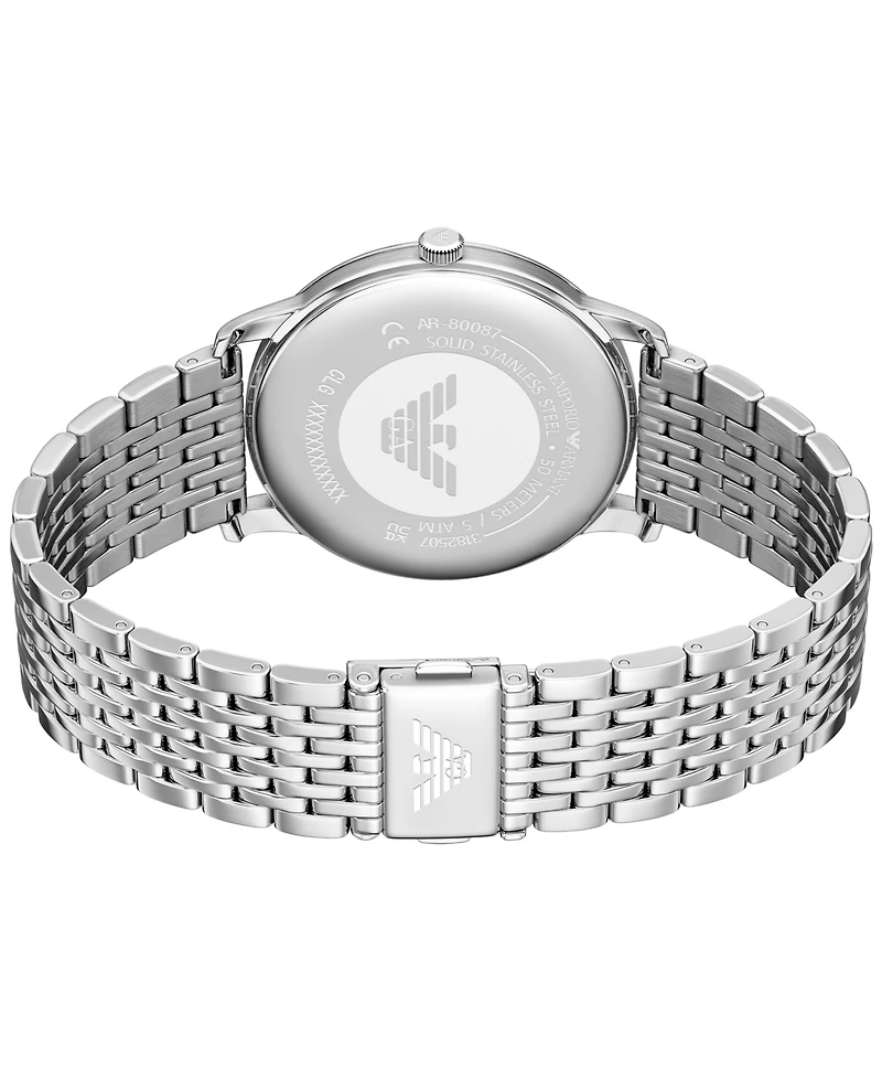 Emporio Armani Men's Quartz Three-Hand Silver Stainless Steel Watch, 42mm