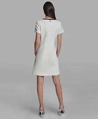 Karl Lagerfeld Paris Women's Bow Detail A-Line Dress