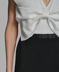 Karl Lagerfeld Paris Women's Sleeveless Mixed Media Bow Bodice Jumpsuit