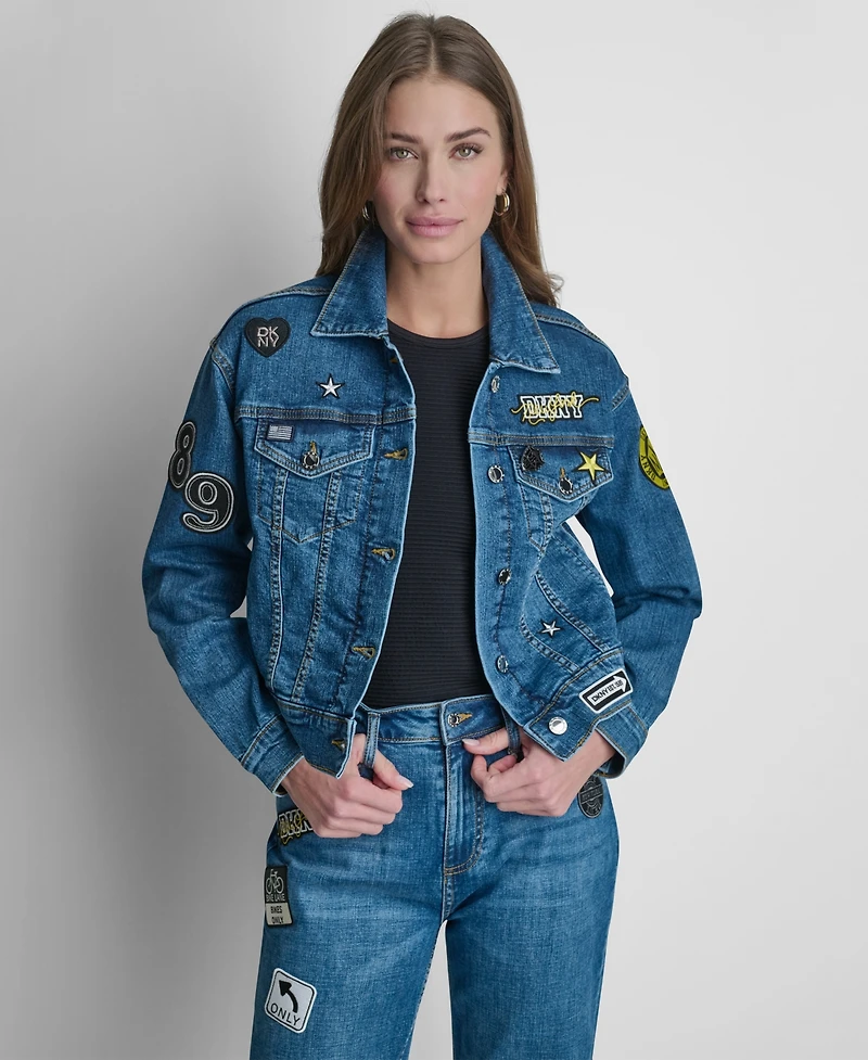 Dkny Women's 1989 Pins & Patches Collared Jacket