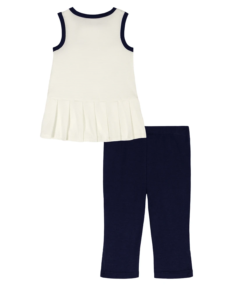 Kids Headquarters Girls' 2T-6X Popcorn Knit Pleated Tunic and Capri Leggings, 2-Piece Set