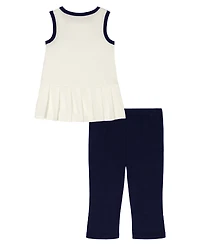 Kids Headquarters Girls' 2T-6X Popcorn Knit Pleated Tunic and Capri Leggings, 2-Piece Set