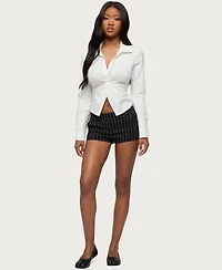 Edikted Women's Violetta Striped Micro Shorts