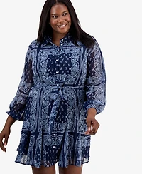 On 34th Trendy Plus Tie-Belt Shirtdress, Macy's Exclusive
