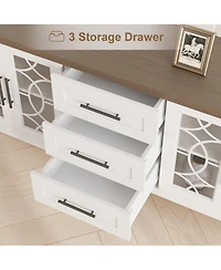 gaomon Farmhouse Tv Stand with Glass Door for 70 Inch Tv, Mid Century Modern Entertainment Center for Living Room