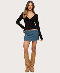 Edikted Women's Doron V Neck Long Sleeve Top