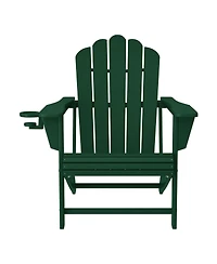 3-Piece Outdoor Patio Hdpe Adirondack Chair With Cup Holder and Table Set