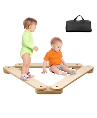 Sugift 3-Piece Wooden Balance Beam Stepping Stones for Toddler Motor Skills Development