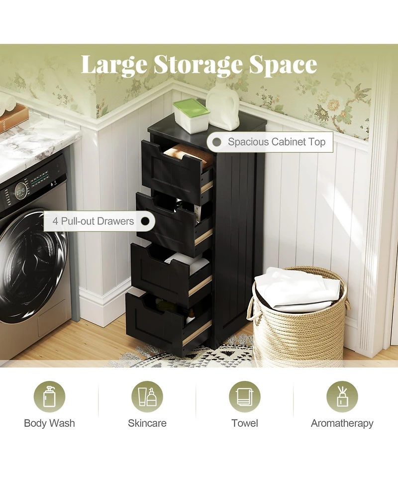 Volenca Freestanding Side Storage Organizer Cabinet with 4 Drawers