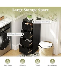 Volenca Freestanding Side Storage Organizer Cabinet with 4 Drawers