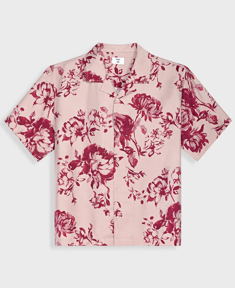 Mode of One Men's Botanical-Print Relaxed Camp Shirt, Macy's Exclusive