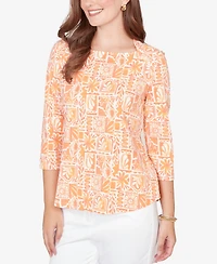 Ruby Rd. Plus Seashell Patchwork Knit Top