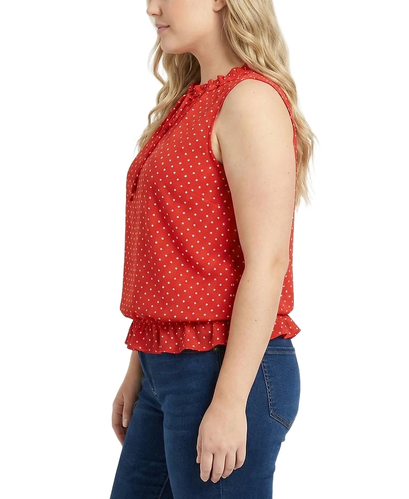 Ny Collection Plus Sleeveless Ruffle Flounced Blouse