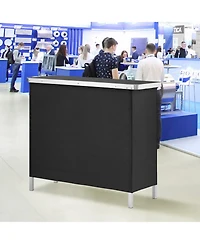 Mecale 38.39" x 15.16" x 34.25 Folding Portable Bar Table with Carrying Case, Storage Shelf and Skirt