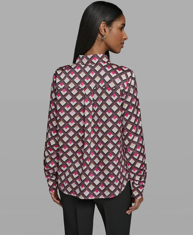 Karl Lagerfeld Paris Women's Woven Collared Blouse