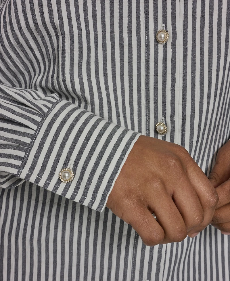 Karl Lagerfeld Paris Women's Button-Front Collared Shirt