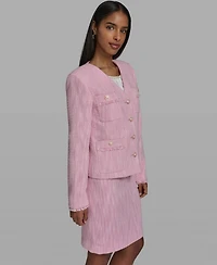 Karl Lagerfeld Paris Women's V-Neck Woven Cropped Jacket