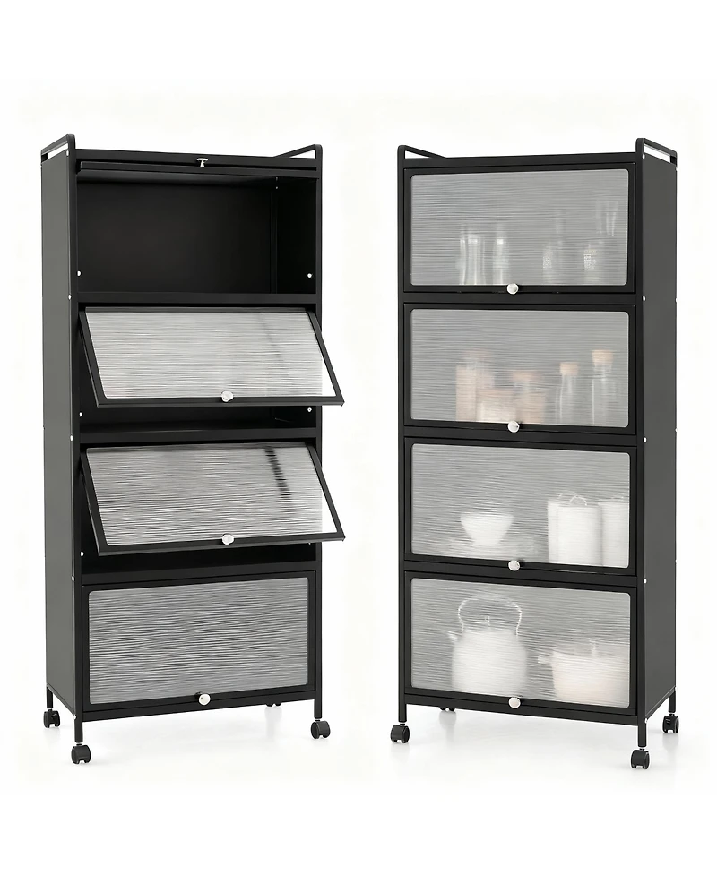Yigii 5-Tier Rolling Kitchen Storage Cabinet with Flip Doors and Casters