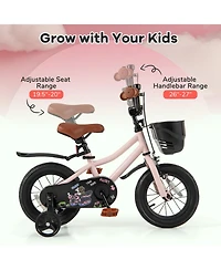 Mecale 12 Inches Kids Bike with Basket and Adjustable Handlebar for 3-4 Years Old