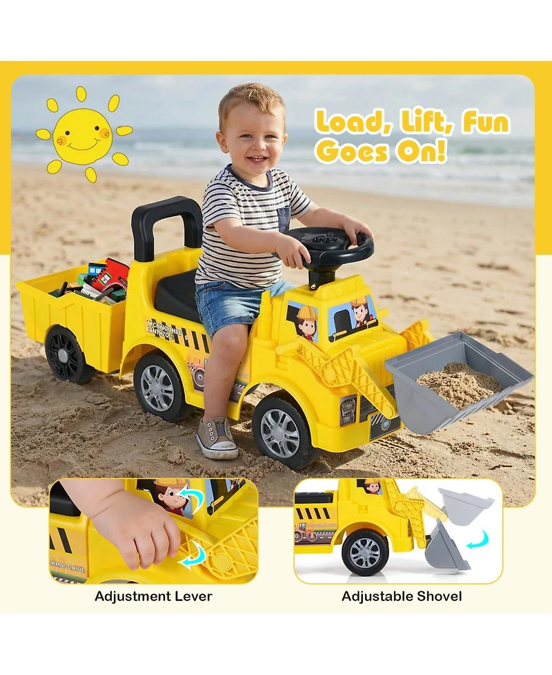 Mecale Kids Digger Ride on Truck with Shovel and Under-Seat Compartment