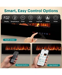 SereneLife 50" Electric Fireplace Heater with Led Flame, Smart Wi-Fi, Remote & Thermostat, 13 Color Modes