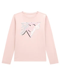 Guess Big Girls Long Sleeve Embroidered Sequin Logo T-Shirt