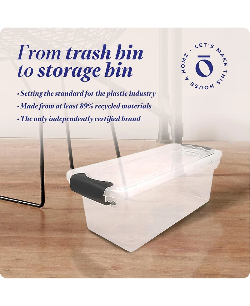 Homz 7.5 Qt Clear Storage Organizing Container Bin with Latching Lids, (5 Pack)