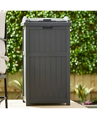 Suncast Suncast 30 Gallon Hideaway Trash Waste Bins for Outdoor, Cyberspace (2 Pack)