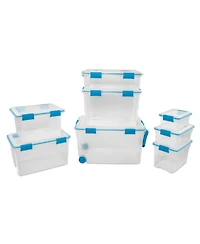 Sterilite 54 Quart Gasket Box, Stackable Storage Bin with Latching Lid, 4 Pack