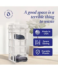 Homz Plastic 6 Clear Drawer Medium Home Storage Container Tower, White Frame