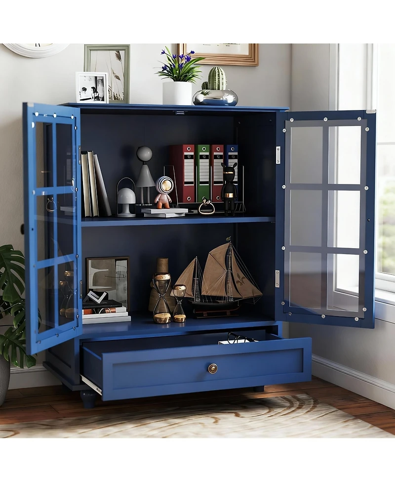 Yigii 36" Kitchen Sideboard Cabinet with Glass Doors and Drawer