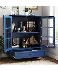 Yigii 36" Kitchen Sideboard Cabinet with Glass Doors and Drawer