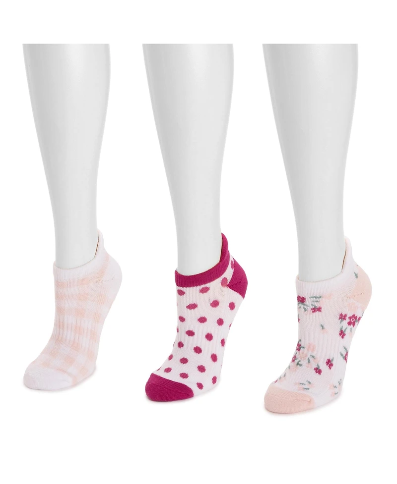 Muk Luks Women's Cotton Compression Ankle Socks, 3 Pair Pack