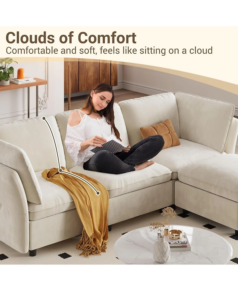 gaomon 97" Sectional Couch for Living Room, Modern l-Shaped Modular Sectional Sofa, Cloud Couch with Storage Ottoman